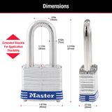 Master Lock 3QLF Outdoor Padlock with Key, 4 Pack Keyed-Alike