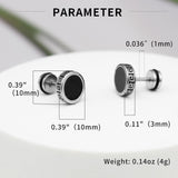 【Hypoallergenic Earrings for Men】-18G Flat Mens Surgical Steel Black Stud Earring 10mm (0.4")-【For Sensitive Skin & New Piercings】 Textured Brick Design Pair 0.28oz Men's jewelry-Para Hombre (Black)