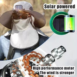 2025 New Ultralight Solar Fan Sun Hat, Wide Brim Solar Fan Hat Outdoor Fishing, Men Rechargeable UPF50+, Waterproof (H)