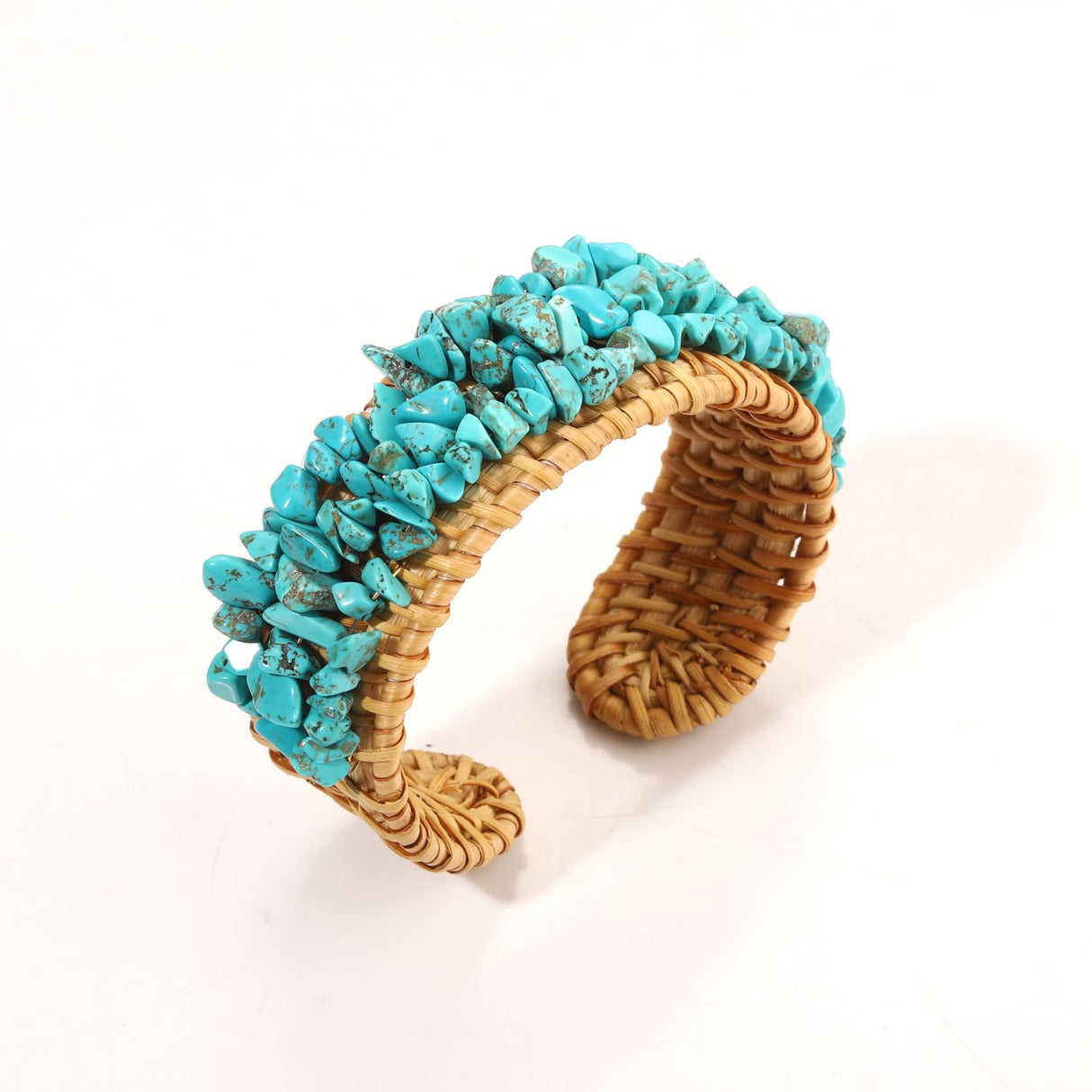 Rattan Bracelet Handmade Lightweight Straw Wicker Braid Cuff Bangle Bracelet Statement Adjustable Bohemian Rattans Woven Chunky Bracelets for Summer Wrist Jewelry (Z Rattan Cuff Bracelet Turquoise)