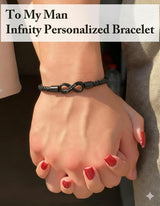 ziella To My Man,Personalized Dual Name Infinity Leather Bracelet,Personalized Custom Name Stainless Steel Bracelet Valentine Birthday Gifts for Him (L (Large), 9-inch)
