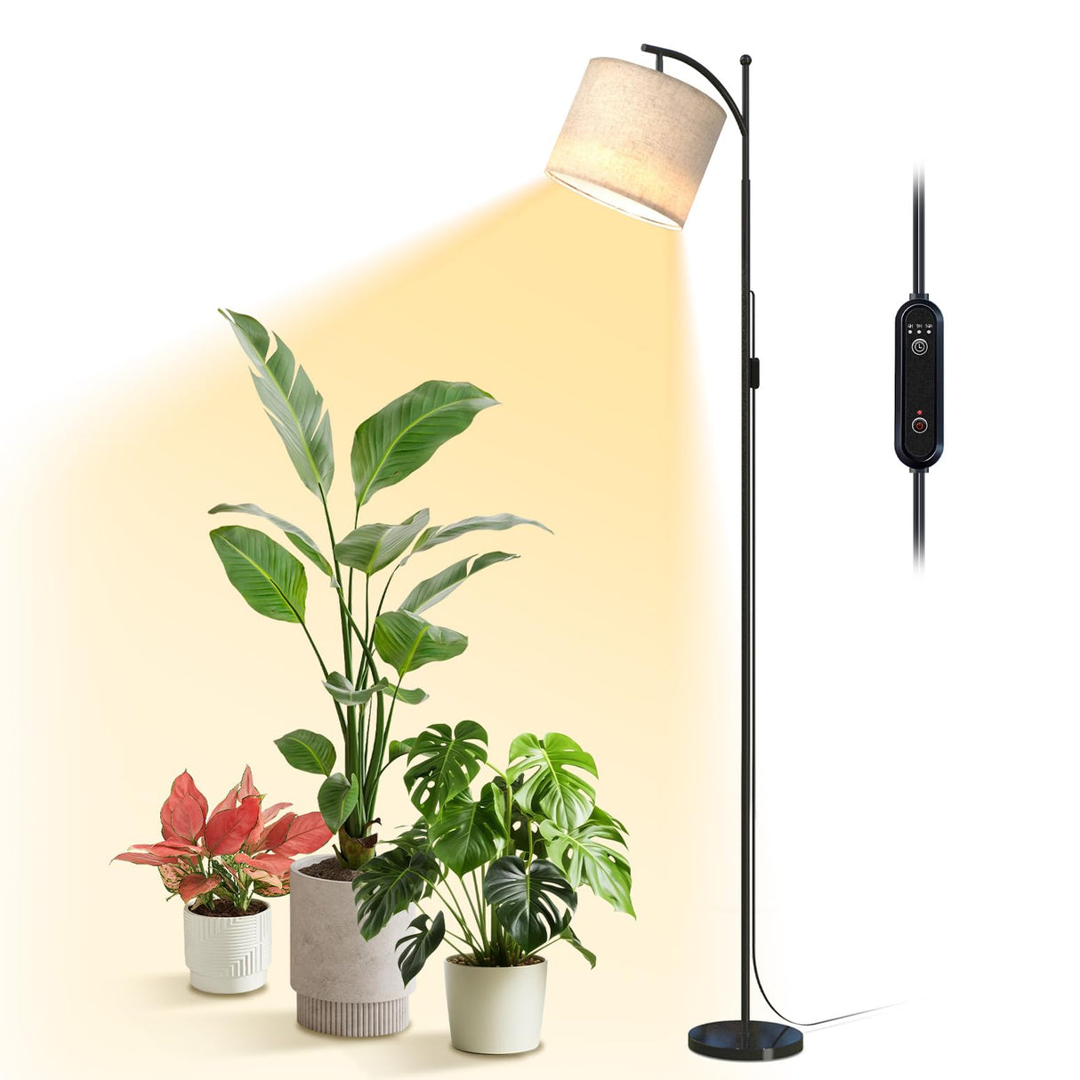 Bstrip 70.8″ Tall Grow Lights for Indoor Plants, 3000K Full Spectrum Plant Light with Stand, Auto On/Off Timer & Adjustable Angle, 25W Non-Dimmable LED Lamp for Plant Growth