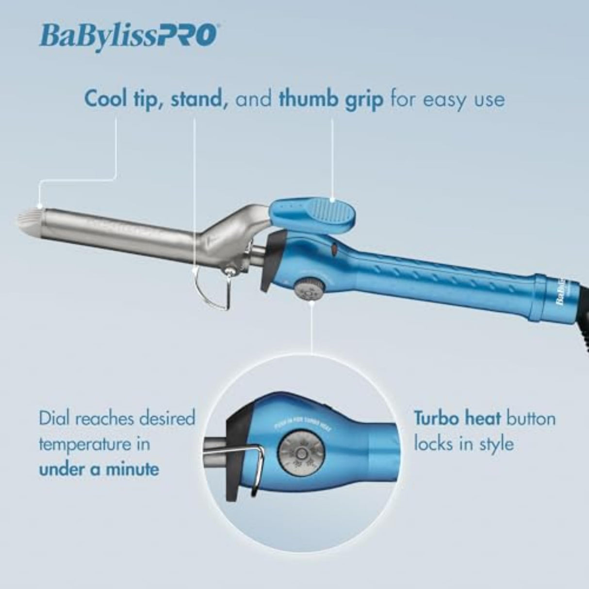 BaBylissPRO Nano Titanium Spring Curling Iron, 1.25" Professional Spring Hair Curler for Long Lasting Curls & All Hair Types