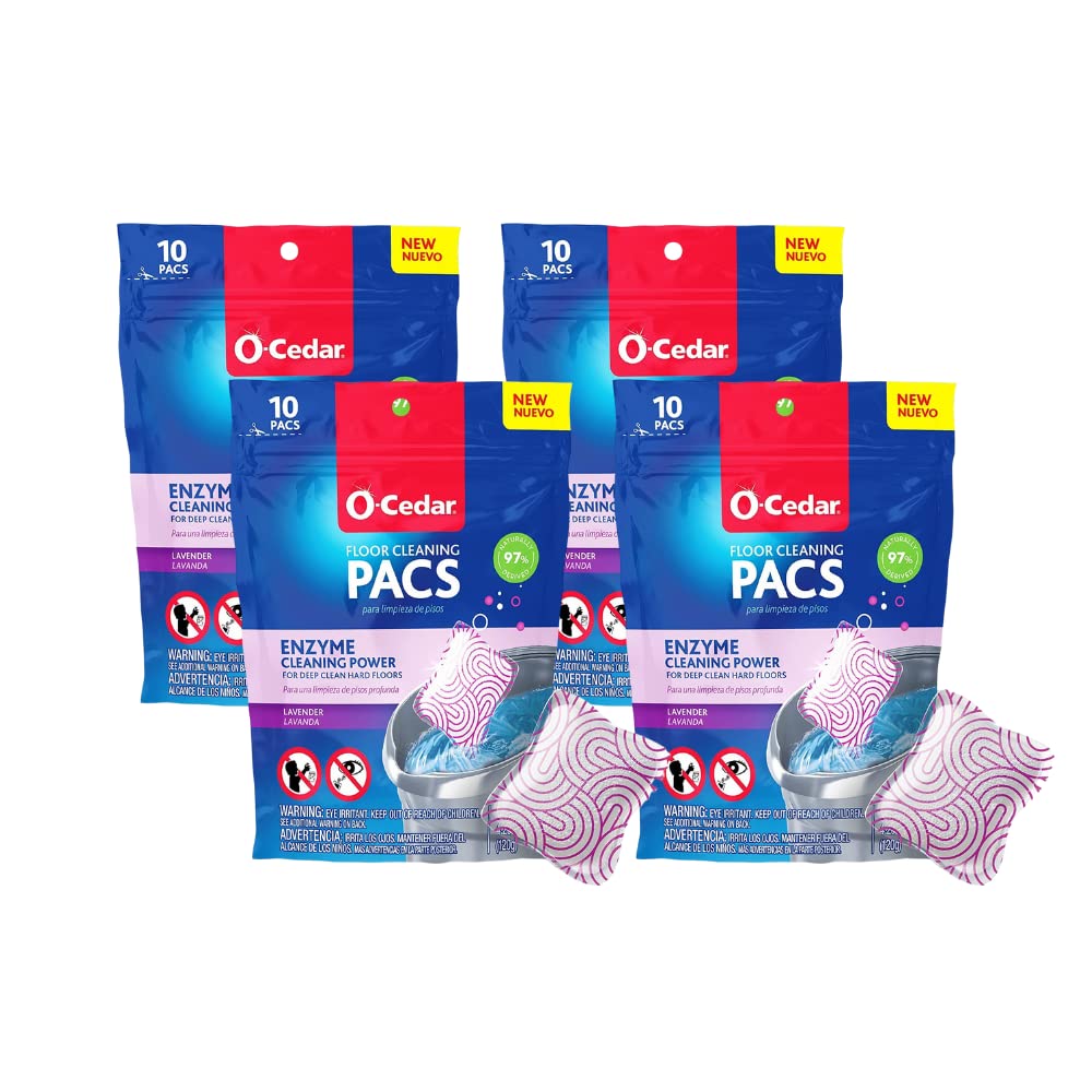 O-Cedar Floor Cleaning 40ct Pacs Lavender Scent 10ct (4-Packs)