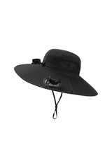 Wide Brim Solar Fan Hat, Hat with Fans Solar Power, Removable & USB Charging Fan, Sun Hats for Men Women Outdoor Fishing (US, Alpha, One Size, Large, Petite Plus Size, Black)