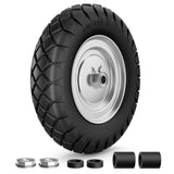 RONPOW 4.80/4.00-8 Flat Free Wheelbarrow Tire and Wheel, 16" Solid Puncture Proof Replacement Tires with 5/8" & 3/4" Bearings, 400Lbs Load, Universal Fit for Garden, Farm & Construction, 1Pack Black