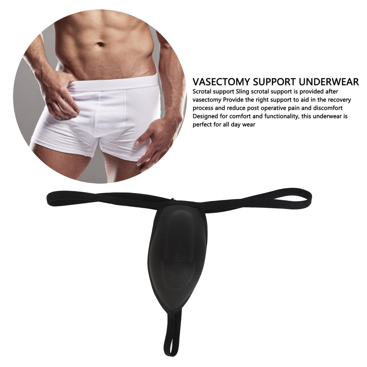 Zetiling High Elasticity Comfortable Scrotal Support Jock Strap Underwear for Vasectomy Recovery Gym Running Exercising (M), Medium