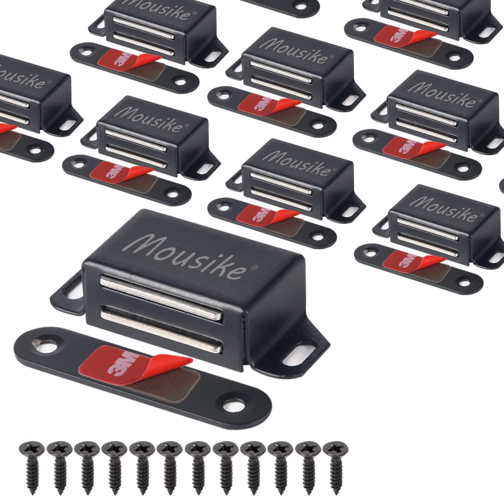 Mousike Cabinet Magnets 30lb Black Door Magnets with Strong Magnetic for Kitchen Cupboard Wardrobe Closet Cabinet Door Drawer Latch 8 Pack
