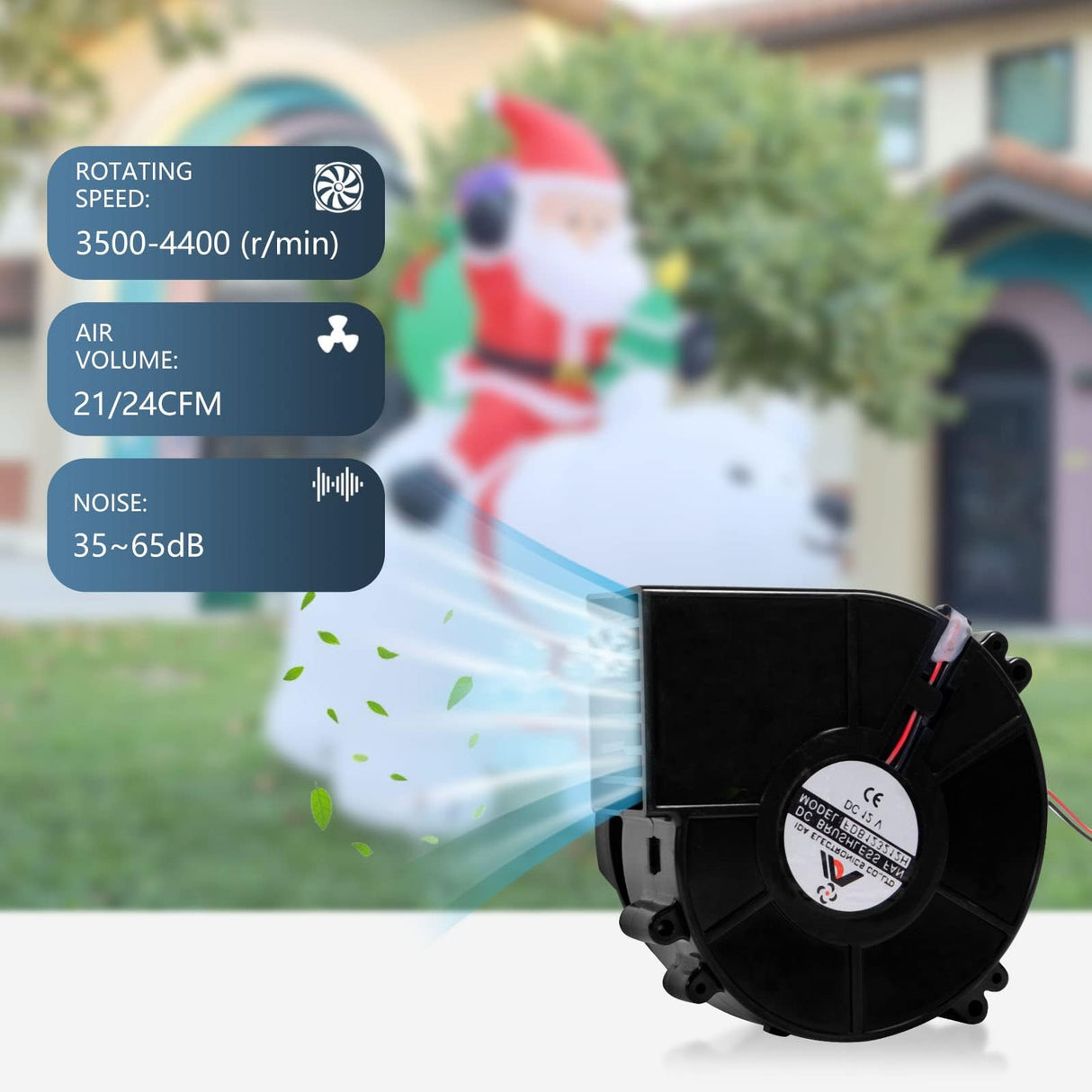 Set of 2 Inflatable Replacement Fan Blower 12V 1.2 A Mini Air Blower with 6 LEDs for Christmas Inflatables Costume,Inflatable Fan Blowers for Thanksgiving Yard Blow up 6FT Christmas Decorations