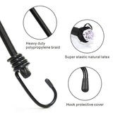 BEXSLE Bungee Cords with Hooks, Heavy Duty Outdoor Elastic Bungee Straps，No Odour Industrial Grade Bungee Rope for Securing Tarps, Luggage,Tents, Bikes or Garden Tidying 24in6pcs + 48in2pcs (Black)