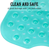 YINENN Bath and Shower Safety Mats 40x16 inch, Non Slip with Suction Cups for Bathroom Stall and Tub Floor, Extra Large and Machine Washable, Drain Holes Keep Bathtub Clean, Green
