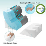 Hansleep 6PCS Orthopedic Bed Wedge Pillow for Sleeping, Adjustable Post Surgery Pillow Set for Body, Back and Leg Pain Relief, Memory Foam Support Pillows for After Surgery, Grey