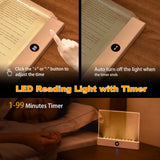 Book Light, Rechargeable Clear LED Flat Reading Light with 3 Colors & Timer, Dimmable Panel Plate Lamp Book Full Page Light for Reading in Bed at Night, Funny Gifts for Readers Kids Women Men (Pink)