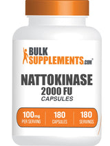 BulkSupplements.com Nattokinase 2000 FU Capsules - Sourced from Natto Extract, Nattokinase Supplement, Nattokinase 100mg - Gluten Free, 1 Capsule per Serving, 180 Capsules (Pack of 1)