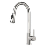 VANCOCO Kitchen Sink Mixer Tap 1 Hole, Single High Arch Kitchen Tap with 360° Swivel Pull Down Sprayer 2 Modes, SUS304 Stainless Steel Faucet
