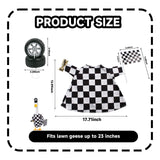 CAMDUCK Porch Goose Outfits Geese Race Car Driver Costume Clothing Racer Jumpsuit Clothes Lawn Goose Racing Suit with Tire Cap Flag Trophy Yard Goose Accessories for Garden Outdoor Decor