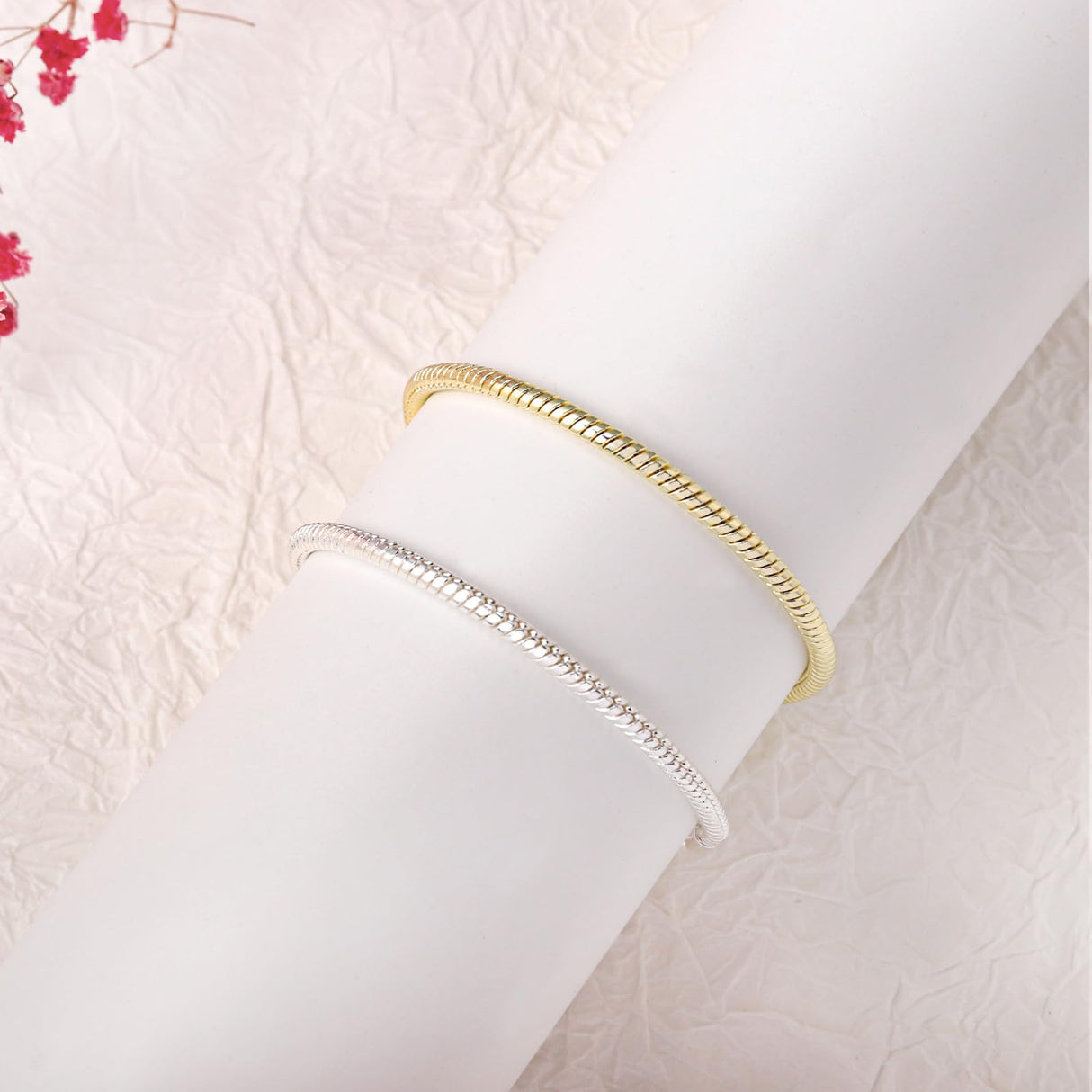 Charm Bracelet, 14K Gold Bracelets for Women，6.5",7",7.5",8",9" Dainty Snake Chain Bracelet Non Tarnish Jewelry Gifts for Her