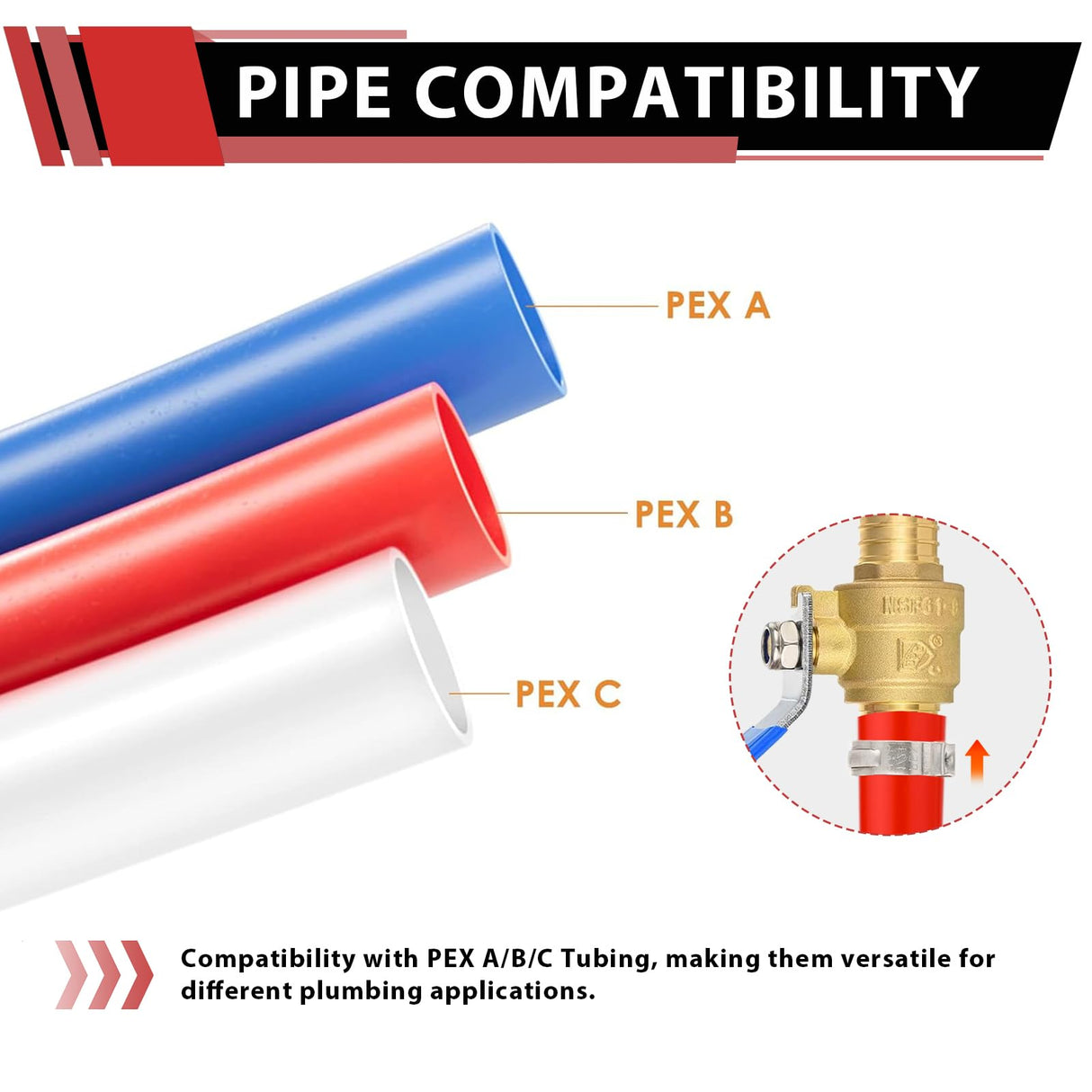 4 Pack EFIELD 1/2 Inch Pex Brass Full Port Shut-off Ball Valve for Hot and Cold Water,Potable Water, Pex Barb Crimp Connection,(VALVE002)
