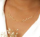 Ajiangwu 18K Gold Plated Name Necklace Personalized,Multiple Custom Name Necklace Family Necklace with Kids Names Customized Choker Necklace for Women