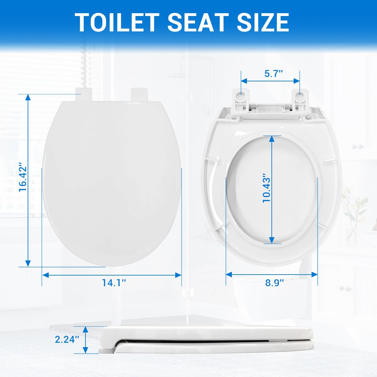 Round Toilet Seat 16.5" - Soft Close, Durable PP Toilet Seat, Easy Installation & Removal, Fits Most Toilet Bowls