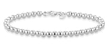 Miabella 925 Sterling Silver Italian Handmade 4mm Bead Ball Strand Chain Bracelet for Women, Made in Italy (7.50 Inches)