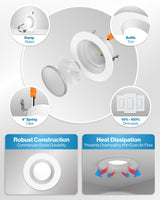 Sunco 4 Inch LED Recessed Lights, Retrofit Can Light for Ceiling, Baffle Trim, 660 LM, 11W (60W Equivalent), 3000K Warm White, Dimmable, Damp Rated ETL 4 Pack.