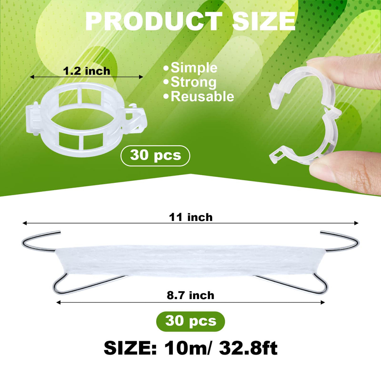 HFXXAD 60Pcs Tomato Hooks with String, Tomato Support Hooks, Tomato Holder Hooks & Plant Support Clips with 33.3ft Twine to Prevent Tomatoes from Pinching or Falling Off