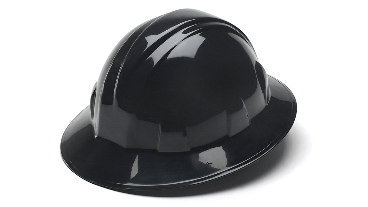 Pyramex Safety SL Series Full Brim Hard Hat, 4-Point Ratchet Suspension, Black, Medium