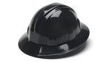 Pyramex Safety SL Series Full Brim Hard Hat, 4-Point Ratchet Suspension, Black, Medium