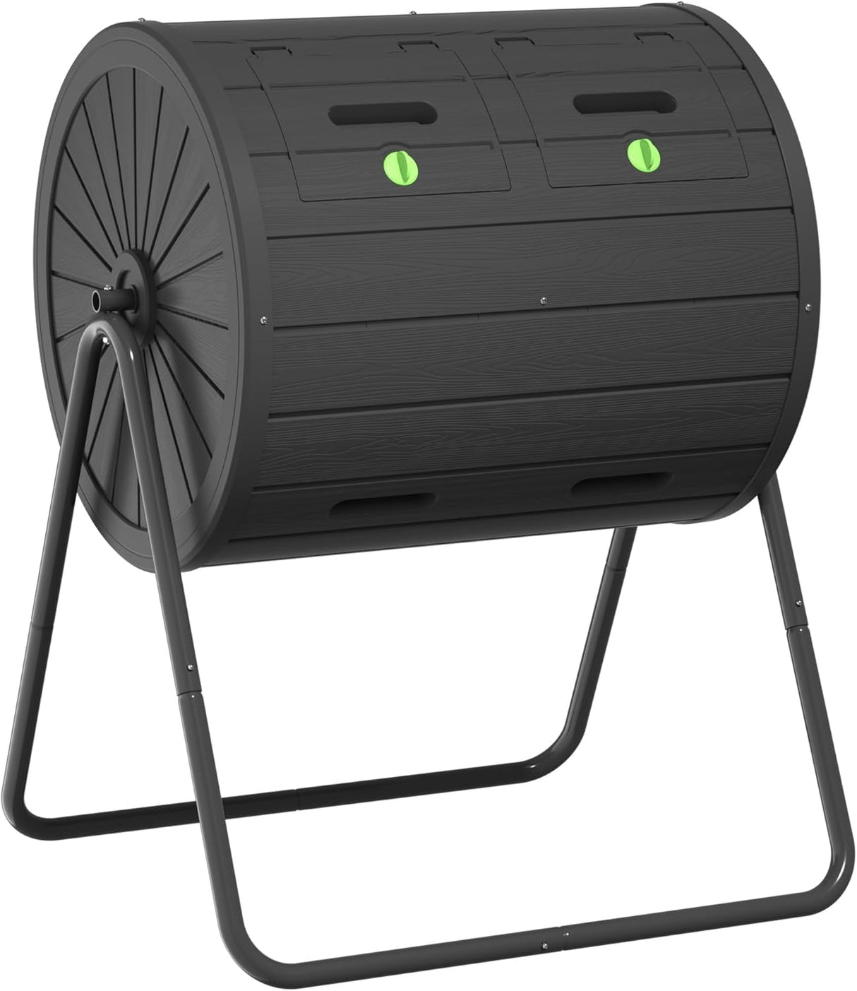 PatioZen Dual Chamber Tumbling Composter 45 Gallon Large Outdoor Tumbling Composter Efficient Batch Composting Easy Turn Design (Black,45 Gal)