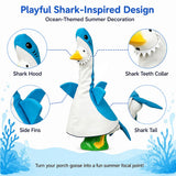 ARGOOFG Summer Porch Goose Outfits for Large 23" H Statue Decor, Shark Blue Costume Set Clothes for Outdoor Patio Lawn Garden Plastic Cement Statue Decoration