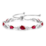 FANCIME July Birthstone Teardrop Ruby Tennis Bracelet for Women, Sterling Silver 9x7mm main Gemstone Bolo Adjustable Chain Bracelet Fine Jewelry Birthday Gifts for Women Mom Wife Her