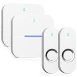 AIDA Lighted Wireless Doorbell for Home, Waterproof Battery Doorbell Wireless 1,000ft Range, 5 Volume Levels with 58 Chimes & LED Flash on Receiver (White, 2 Buttons & 2 Receivers)