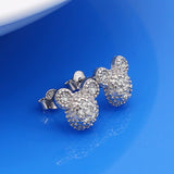 Fashion Women 925 Sterling Silver Stud Earrings Cute AAAA CZ Cubic Zirconia Little Bear Animals Stud Earrings Charming Female Fine Jewelry Gifts