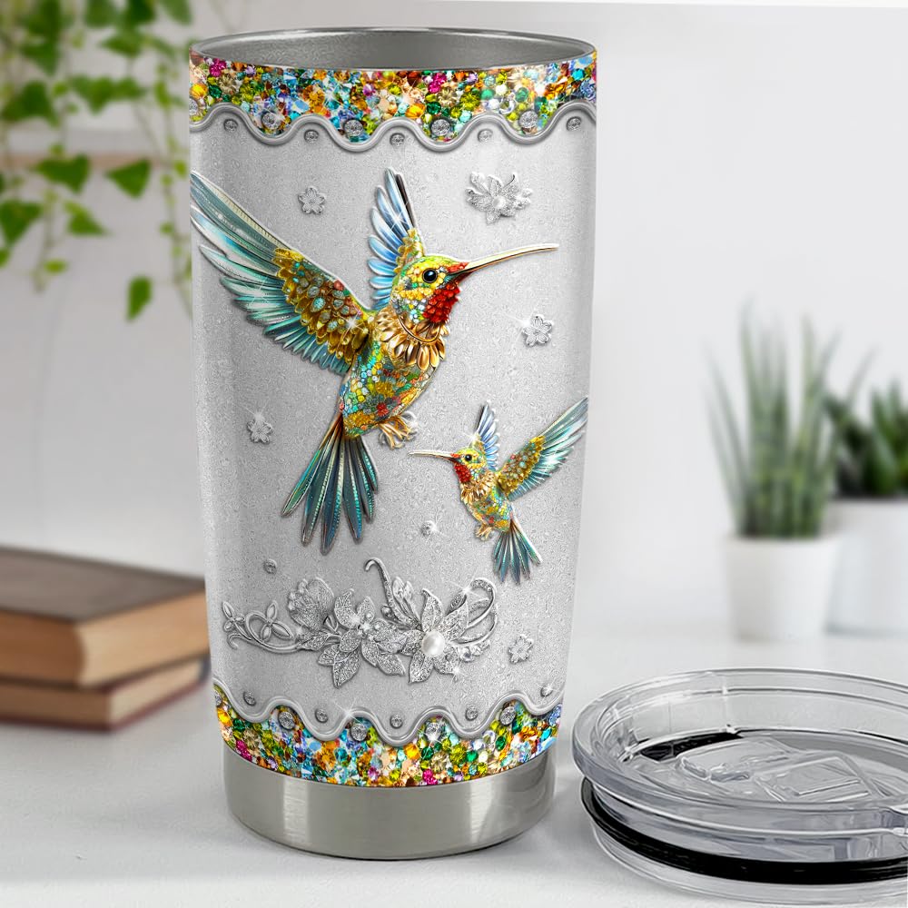 SANDJEST Hummingbird Gifts for Women Hummingbirds Tumbler 20oz Jewelry Drawings Stainless Steel Insulated Tumblers Coffee Travel Mug Cup Gift for Birthday Christmas