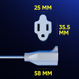 Maximm 360° Rotating Flat Plug Extension Cord UL-Certified 10 feet Under Carpet with Slim Space-Saving Plug Design, Low Profile Cord (White)