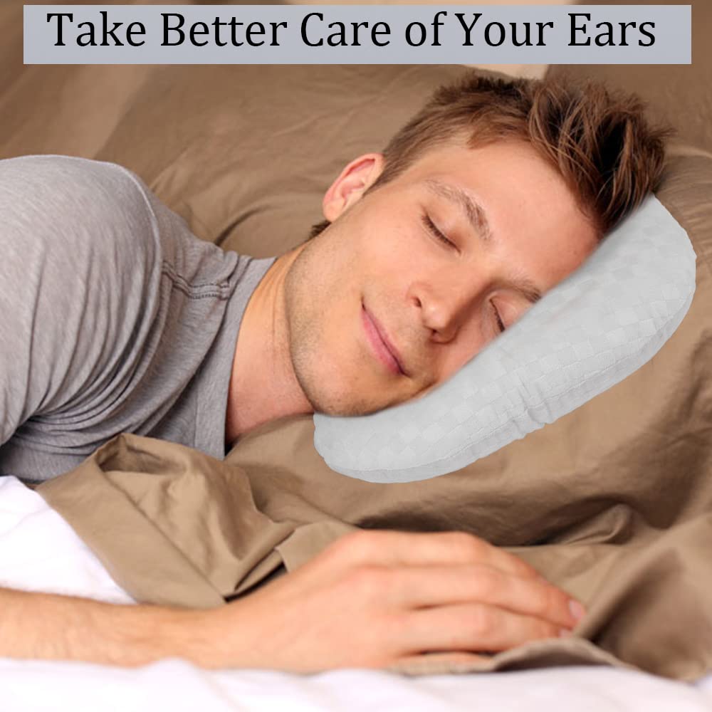 Wuronsa Ear Piercing Pillow for Side Sleepers, Pillow with an Ear Hole for CNH and Ear Pain Ear Inflammation Pressure Sores, O-Shaped Side Sleeping Pillow, Ear Guard Pillow