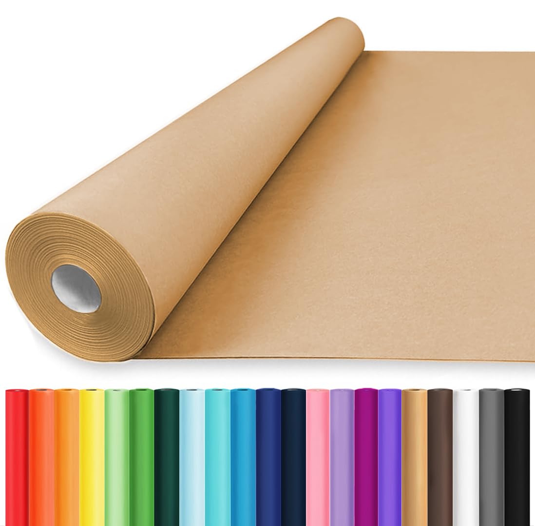 Vanhench 48"x 2400" (200') Brown Jumbo Roll Wrapping Paper, Kraft Craft Paper Roll for Bulletin Board Kids Arts Crafts Packing Shipping Poster Construction, Thanksgiving Christmas Wrapping Paper