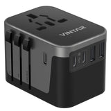 Universal Travel Adapter, VINTAR 35.5W International Power Adapter with 3 USB A QC and 2 USB C PD, All in One Plug Adapter Worldwide Travel Essentials for EU/UK/USA/AUS(Type C/G/A/I), Black