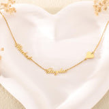 Elemtansy Custom Name Necklace with 1-3 Tiny Names - 18K Gold-Plated Family Necklace Personalized with Heart, Cross, Paw Print - Birthday Jewelry Gifts for Mom, Wife (2 Tiny Names + Symbol)