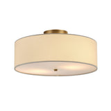Globe Electric 2-Light Flush Mount Ceiling Light, Matte Brass Finish, White Linen Shade, E26 Base, Dimmable, Minimalist Home Lighting, 60998