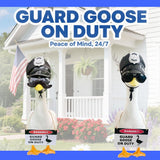ZANOLY 9pcs Goose Outfit,Porch Goose Outfits,Lawn Goose Statue Costume for 17"/23" Cement Patio Garden Outdoor Statue Decor,Police Hat Eyeglasses PVC Sign Danger Guard Goose on Duty (Police)