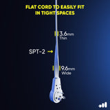 Maximm Cable 6 Ft 360° Rotating Flat Plug Extension Cord/Wire, 16 AWG Multi 3 Outlet Extension Wire, 3 Prong Grounded Wire - White - UL Certified