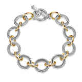 Mytys Link Bracelet for Women 2 tone Circles Chain Wire Cable Bangle Designer Inspired Bracelets Style 6
