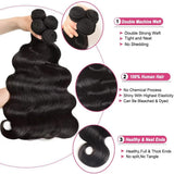 Body Wave Bundles with Closure Human Hair 16 18 20+14 Inch Human Hair Bundles with Closure 100% Brazilian Virgin Body Wave 3 Bundles Human Hair with 4x4 Lace Closure Natural Black