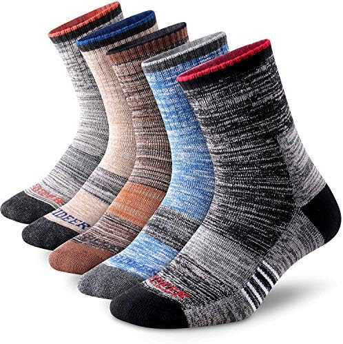 FEIDEER Men's Hiking Walking Socks, Multi-pack Wicking Cushioned Outdoor Recreation Quarter Crew Socks
