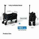 Opkkcun 80L Small Collapsible Wagon Cart Foldable Garden Cart with All Terrain Wheels, Lightweight Portable Utility Wagon for Beach, Camping, Grocery, Shopping, Outdoor Sports