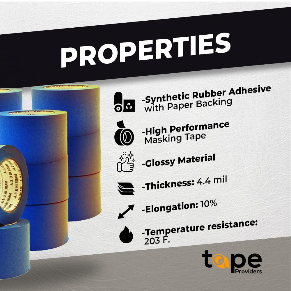 Made in USA Blue Painter’s Tape - 3 inch x 60 yds. (16 Pack) Thick & Wide Masking Tape for Safe Wall Painting, Building, Remodeling, Labeling, Edge Finishing