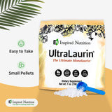 Inspired Nutrition UltraLaurin ® Monolaurin Supplement for Immune Support and Gut Health - Monolaurin Pellets - 7oz - 66 Servings, 3000 mg Each