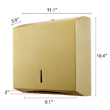VANNSOO Commercial Paper Towel Dispenser Wall Mount, Tri-fold/Multi-fold/C-Fold Stainless Steel Paper Towel Holder Hand Towel Dispenser with Key (Gold)